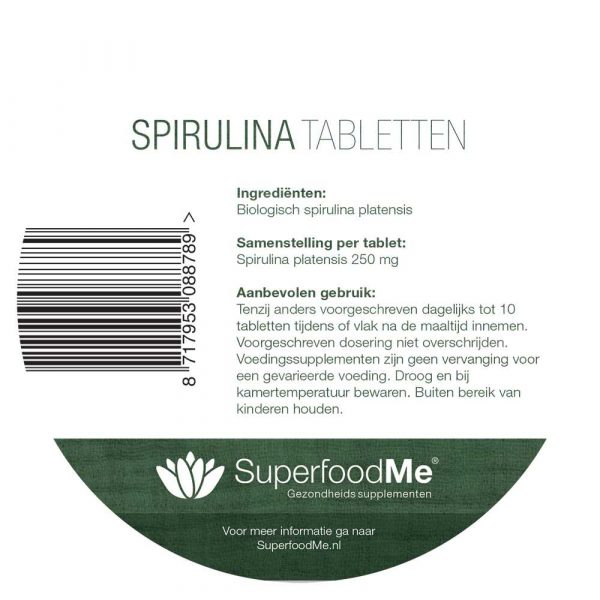 Biologische spirulina tabletten Voedingswaarde Superfood