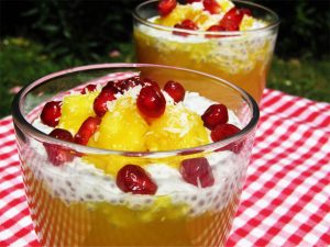 Chiazaad-kokospudding met mango en granaatappel biologisch chiazaad recept Superfood4Me