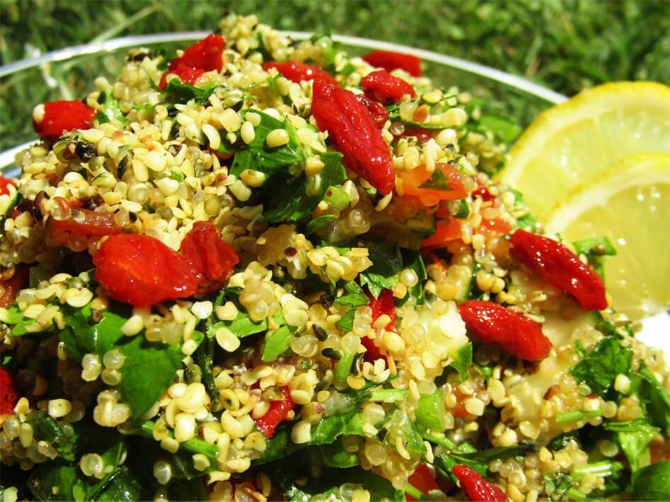 Goji bessen salade recept Quinoa tabbouleh biologische superfoods Superfood4Me