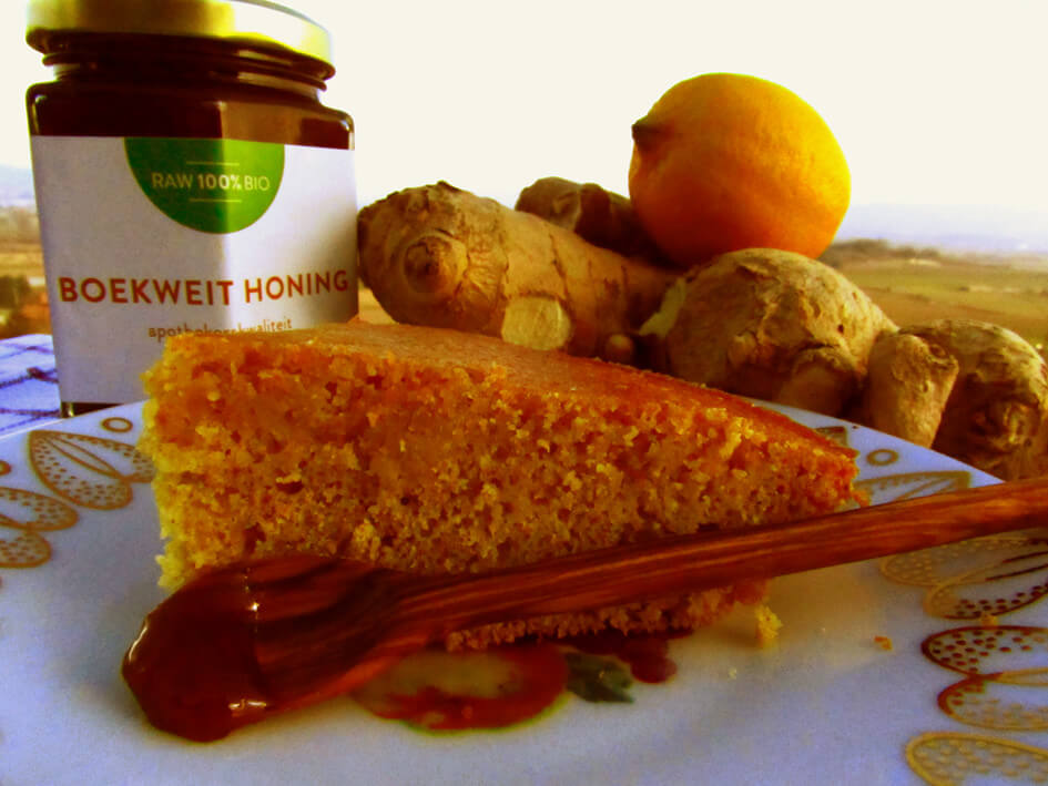 Honingcake recept met superfoods en citroen, gember en biologische boekweithoning Superfood4Me